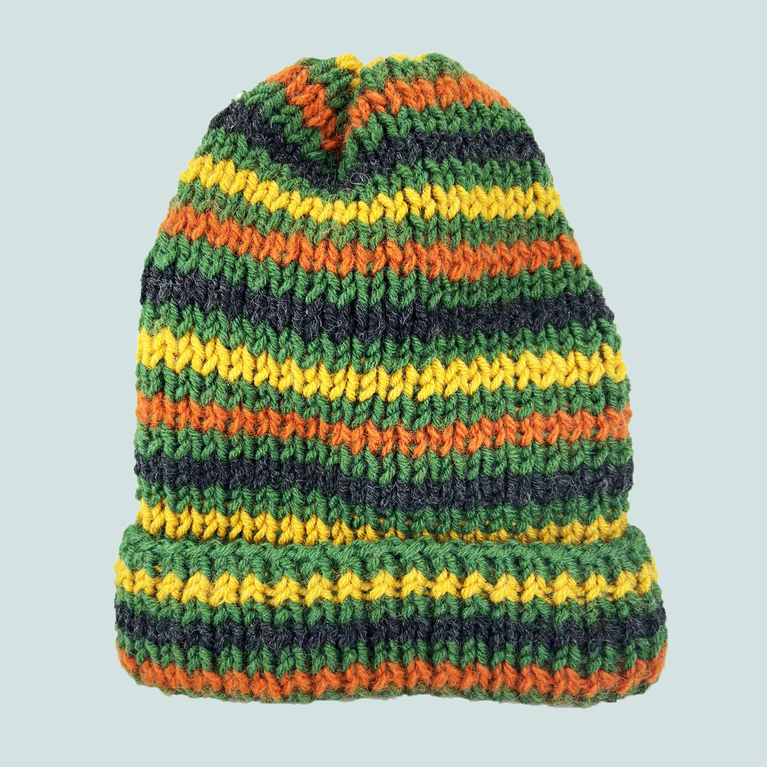 Knitted hat in strips