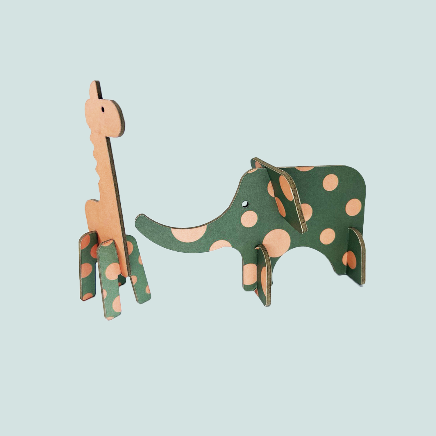 Little giraffe and elephant