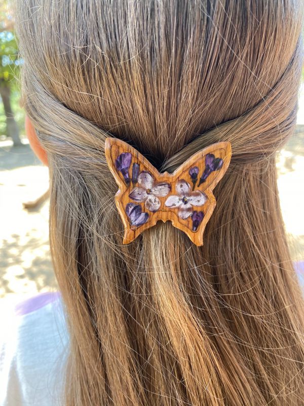 Wooden Hairpin Butterfly With Ornaments 012