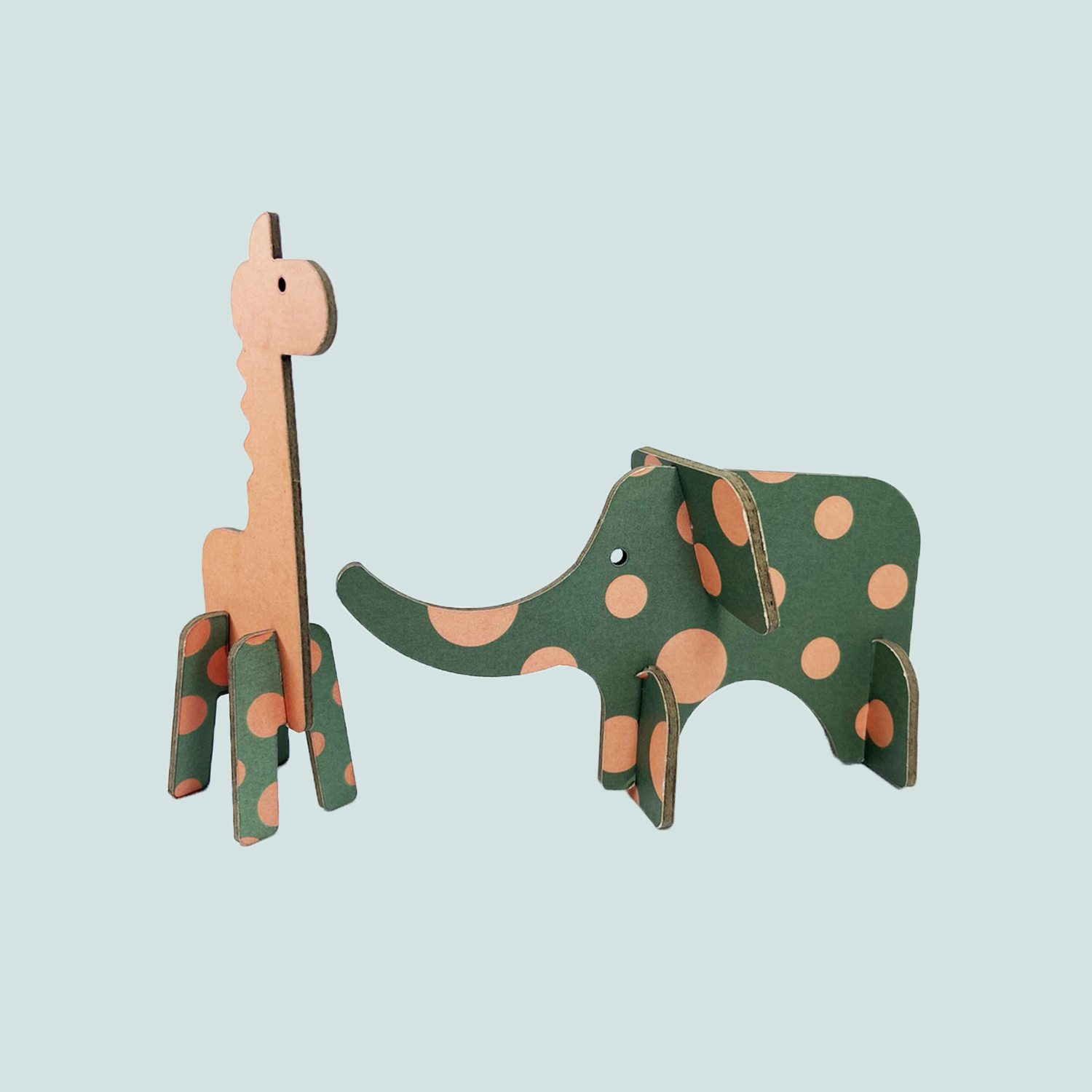 Little giraffe and elephant