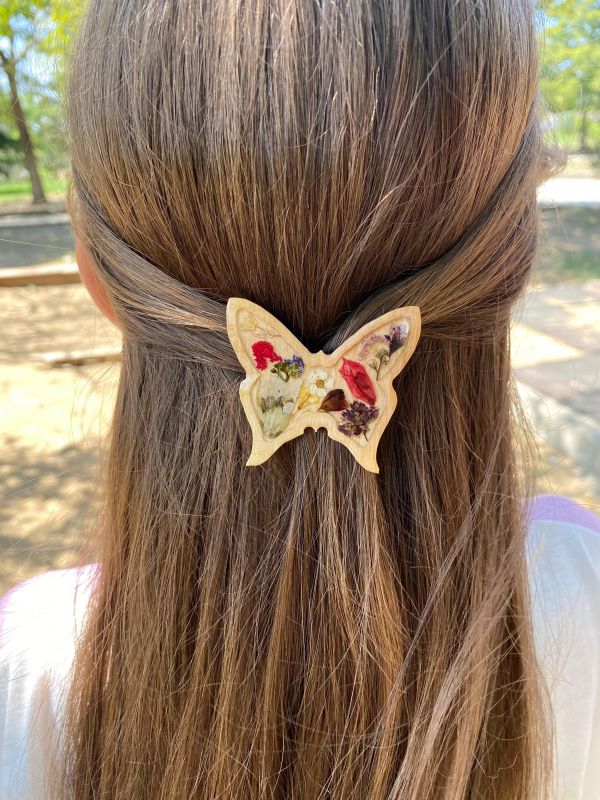 Wooden Hairpin Butterfly With Ornaments 007