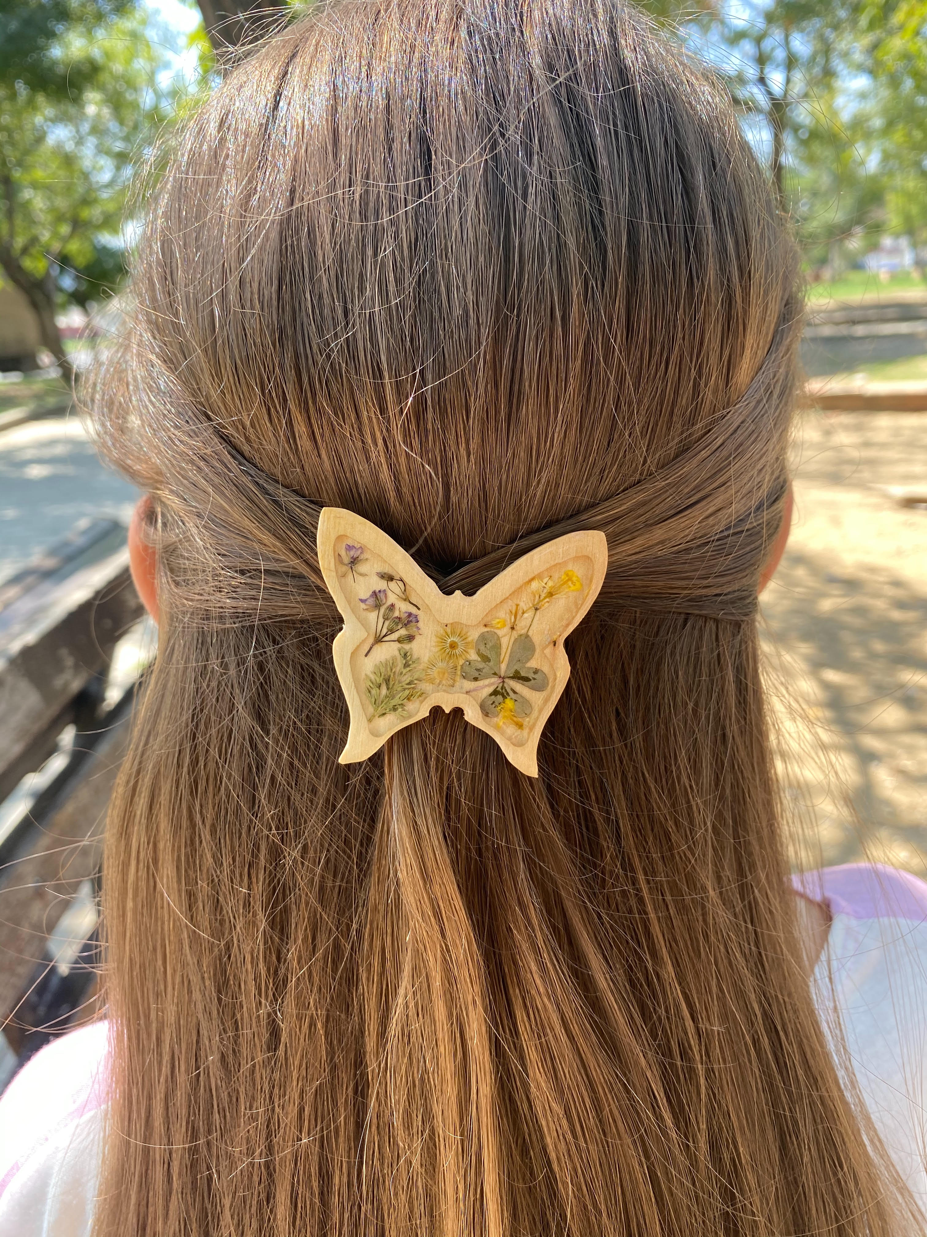 Wooden Hairpin Butterfly With Ornaments 008