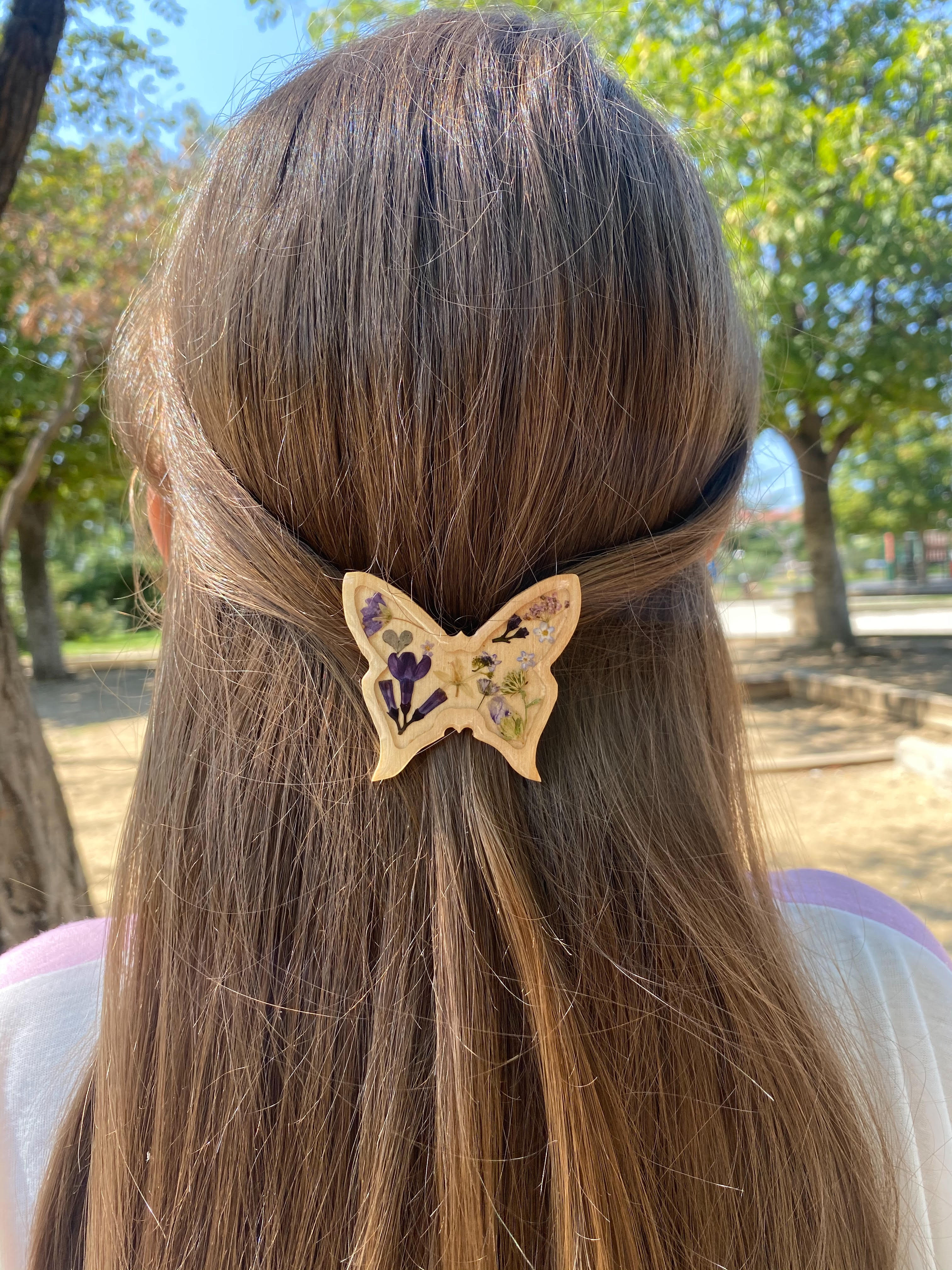 Wooden Hairpin Butterfly With Ornaments 009