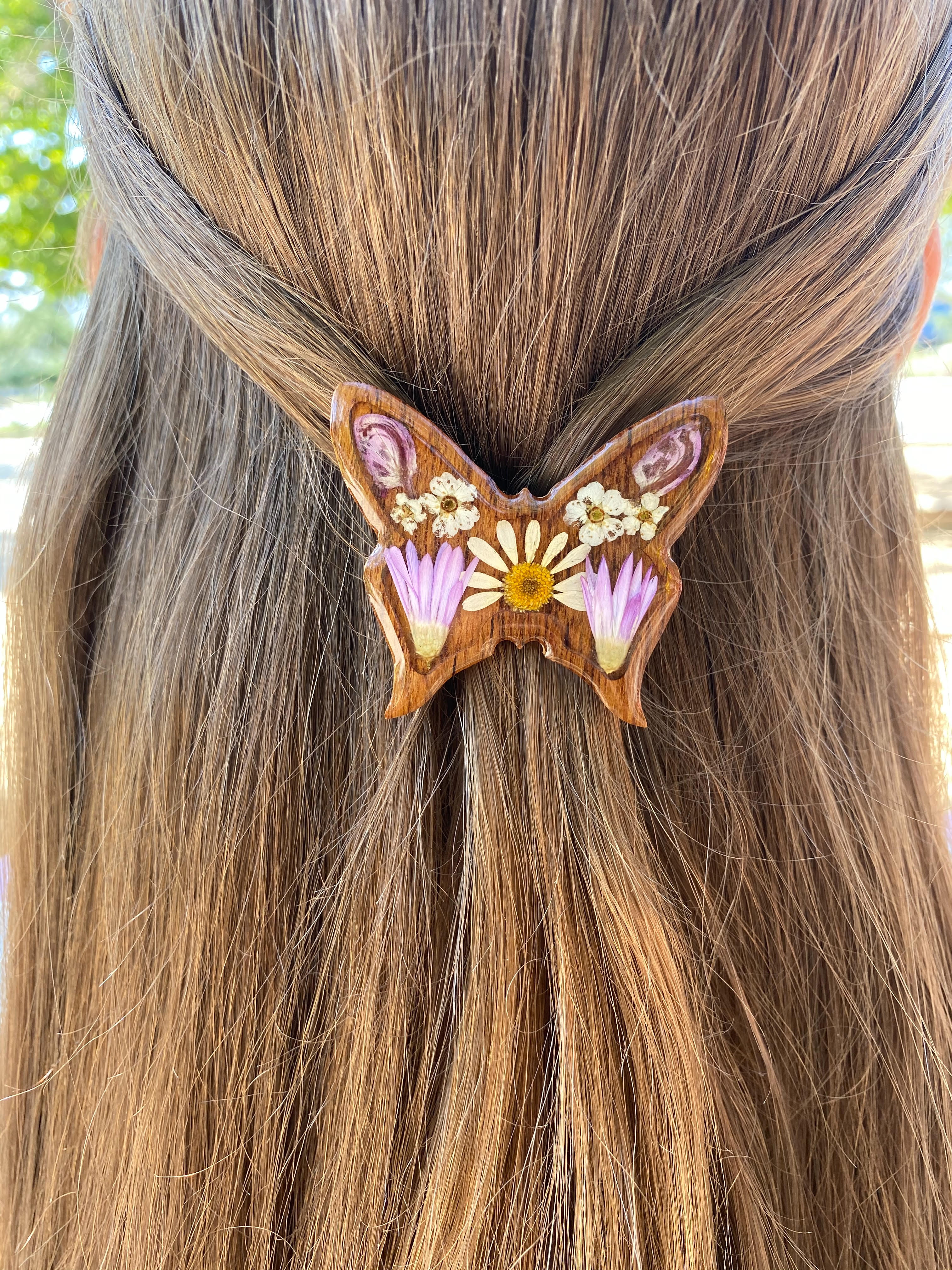 Wooden Hairpin Butterfly With Ornaments 011
